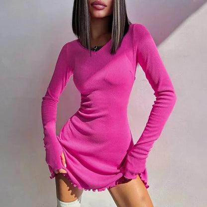 Knitted Long Sleeve Bodycon Mini Dress