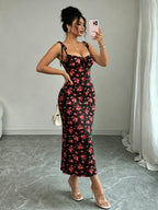 Tie-Strap Floral Fishtail Dress