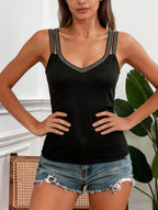 Rhinestone V-Neck Cami Top