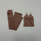 Nylon Solid Sleeveless True-To-Size Fit Two-Piece Yoga Set