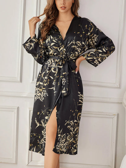 Elegant Silk Floral Robe