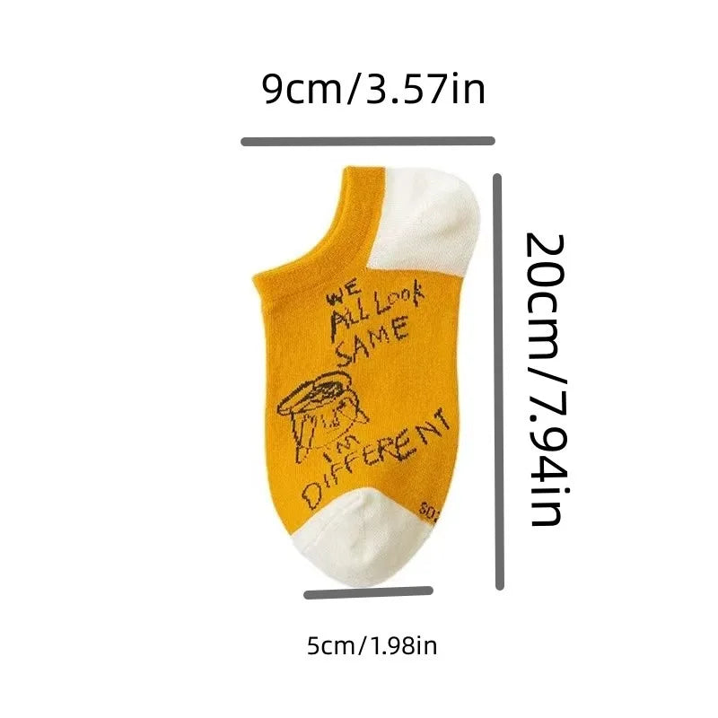 Casual Cartoon Ankle Socks – 10 Pairs