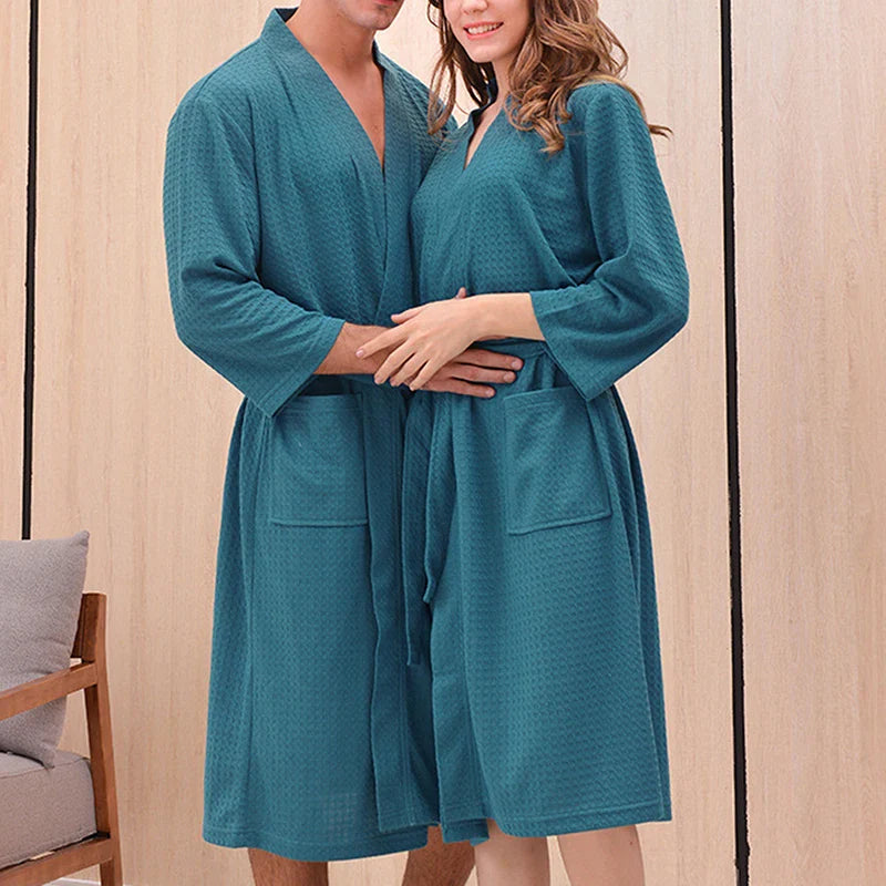 Long Unisex Waffle Bathrobe