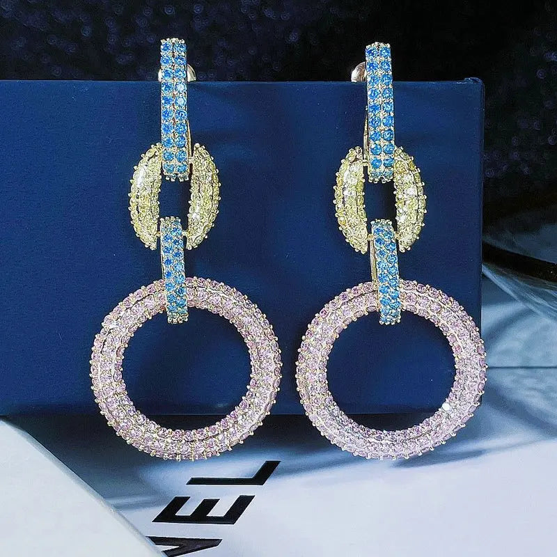 Crystal Leaf Drop Earrings