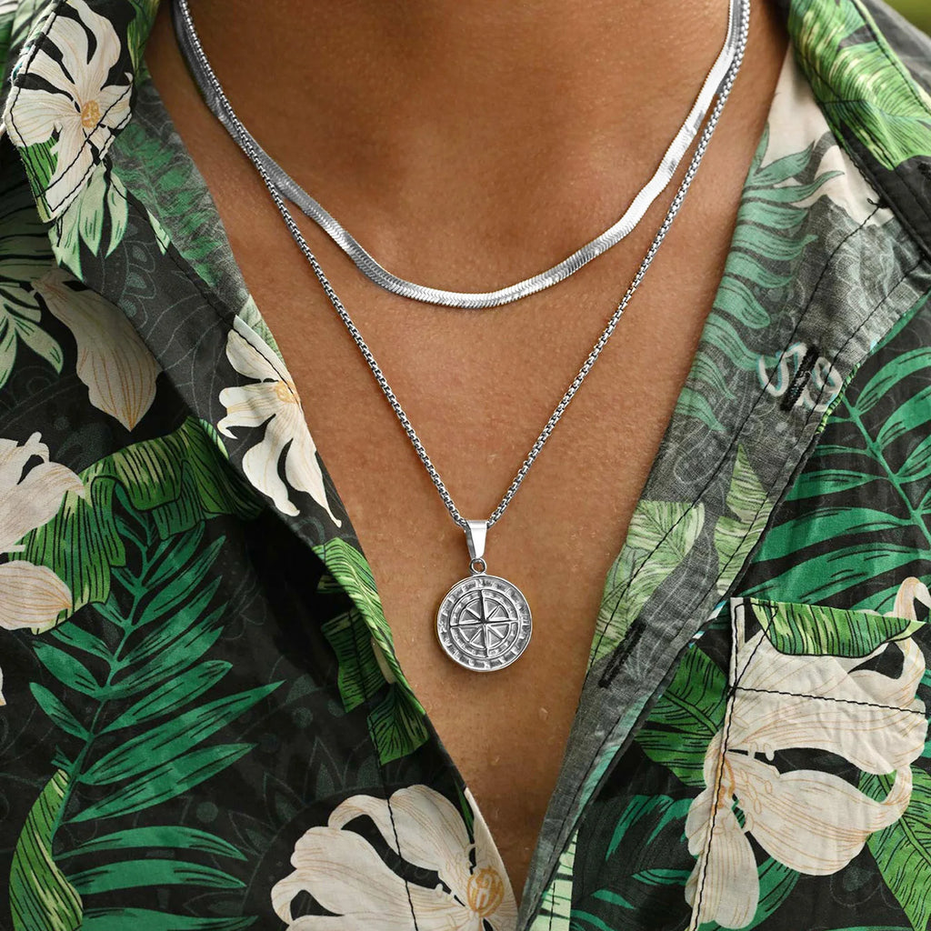 Mprainbow Compass Coin Necklace
