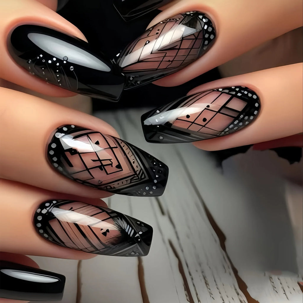 Gothic False Nails Dark Red