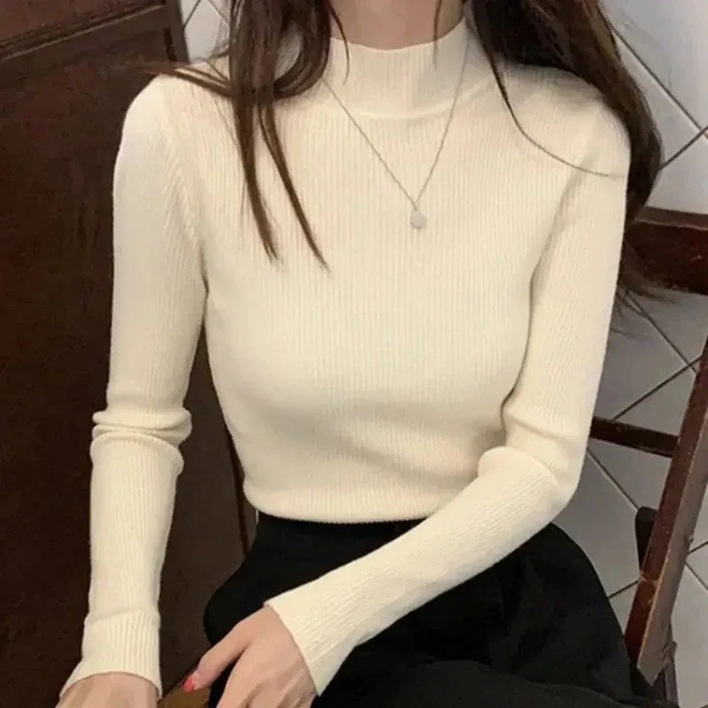 Mock Neck Slim Sweater