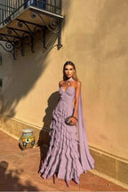Halter Ruffle Chiffon Gown