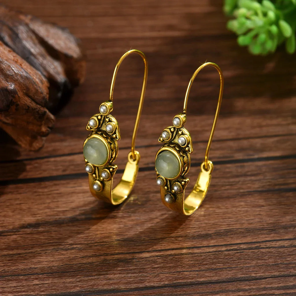 Retro Bohemian Copper Metal Pearl Jewelry Set