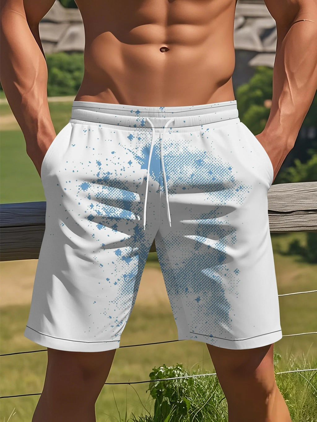 Splatter Print Beach Swim Trunks