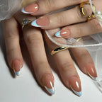 French Tip Fake Nails Almond
