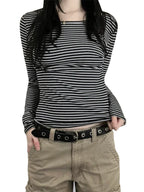 Broadcloth Striped Crew Neck True-To-Size Fit T-Shirt