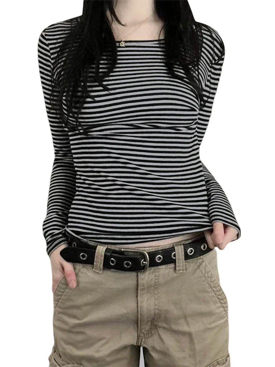 Broadcloth Striped Crew Neck True-To-Size Fit T-Shirt