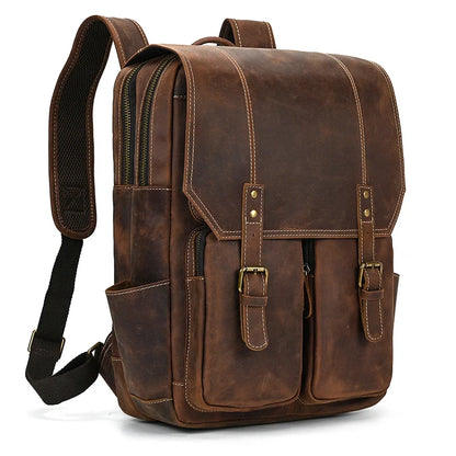 Men’s Retro Leather Travel Backpack