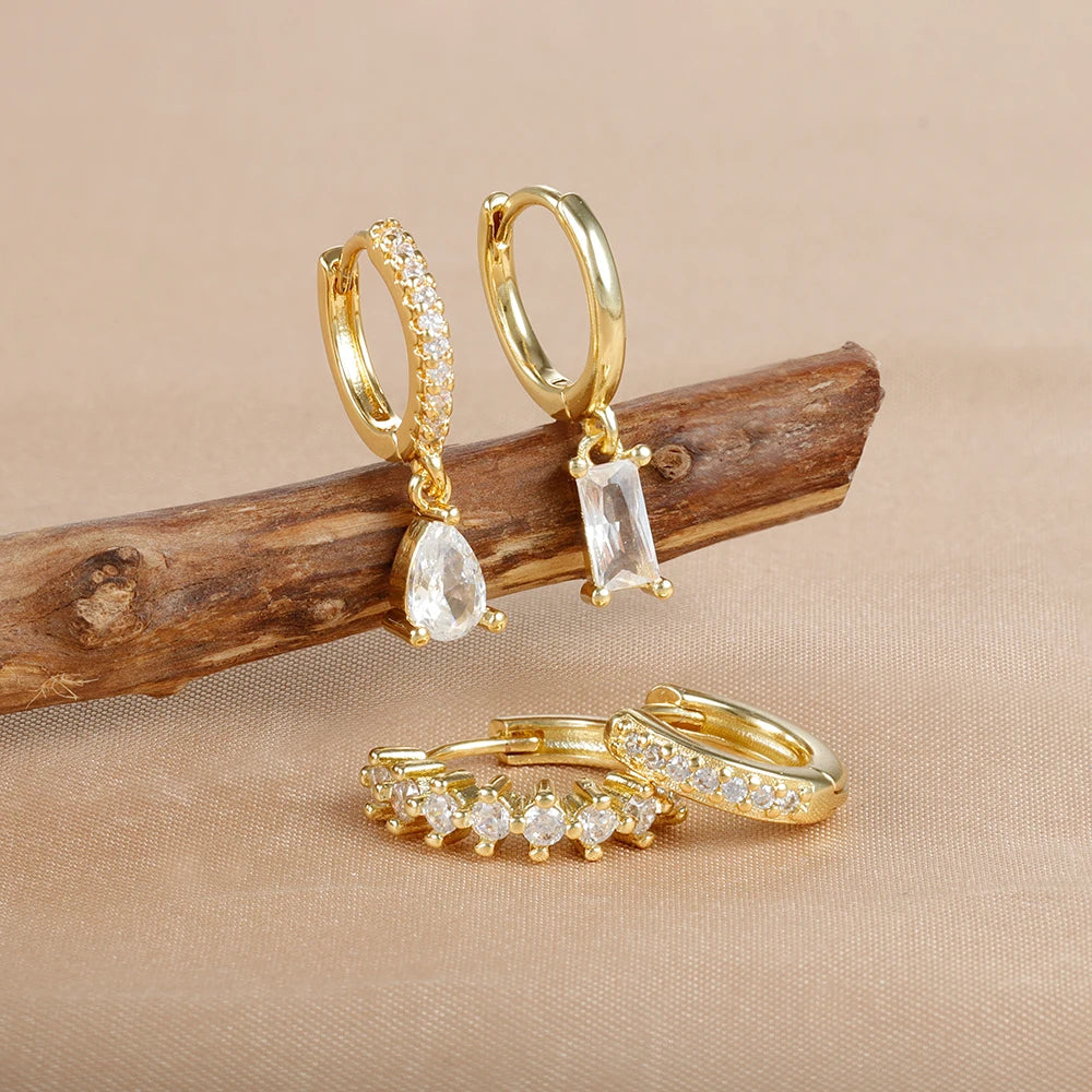 Zircon Water Drop Hoops