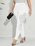 Rhinestone Angel-Wing Skinny Leggings