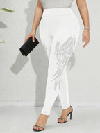 Rhinestone Angel-Wing Skinny Leggings