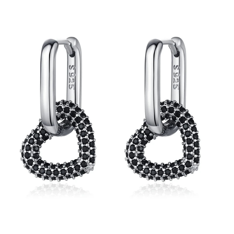 Black Spinel Hoop Earrings