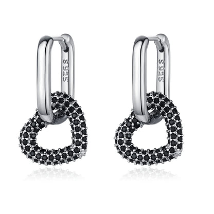 Black Spinel Hoop Earrings