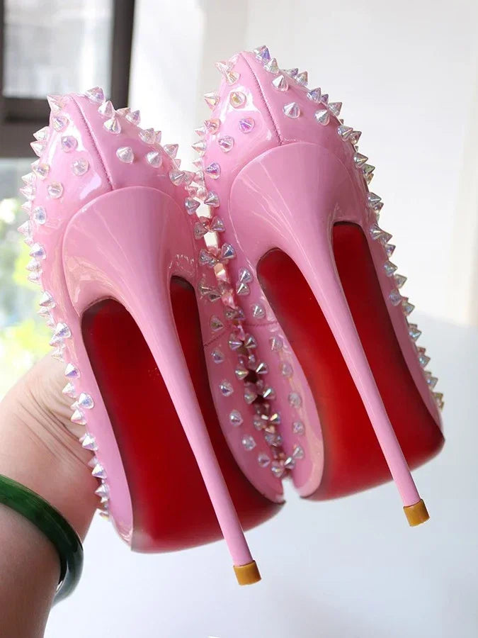 Studded Patent Leather Pumps