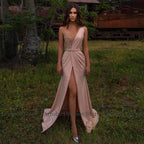 Pearl-Embellished Satin Gown