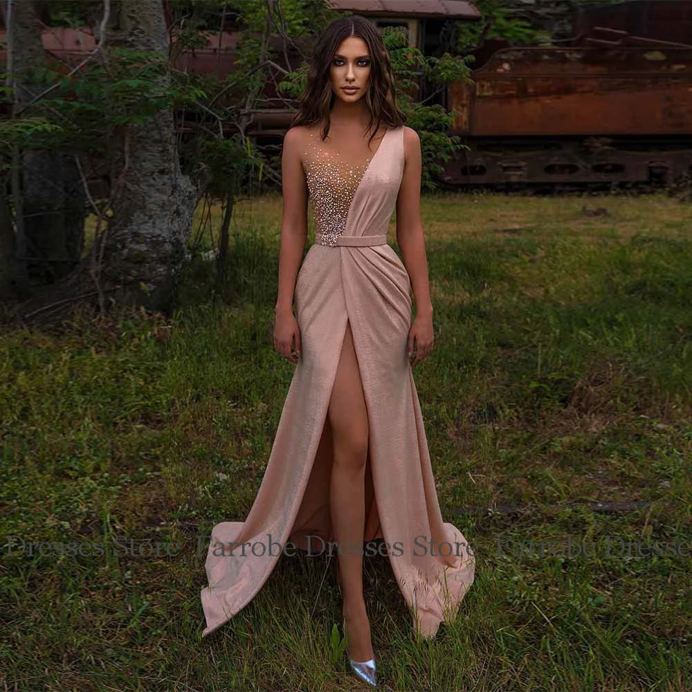 Pearl-Embellished Satin Gown