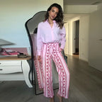 hfwomenfz Rainbow Print Wide-Leg Trousers