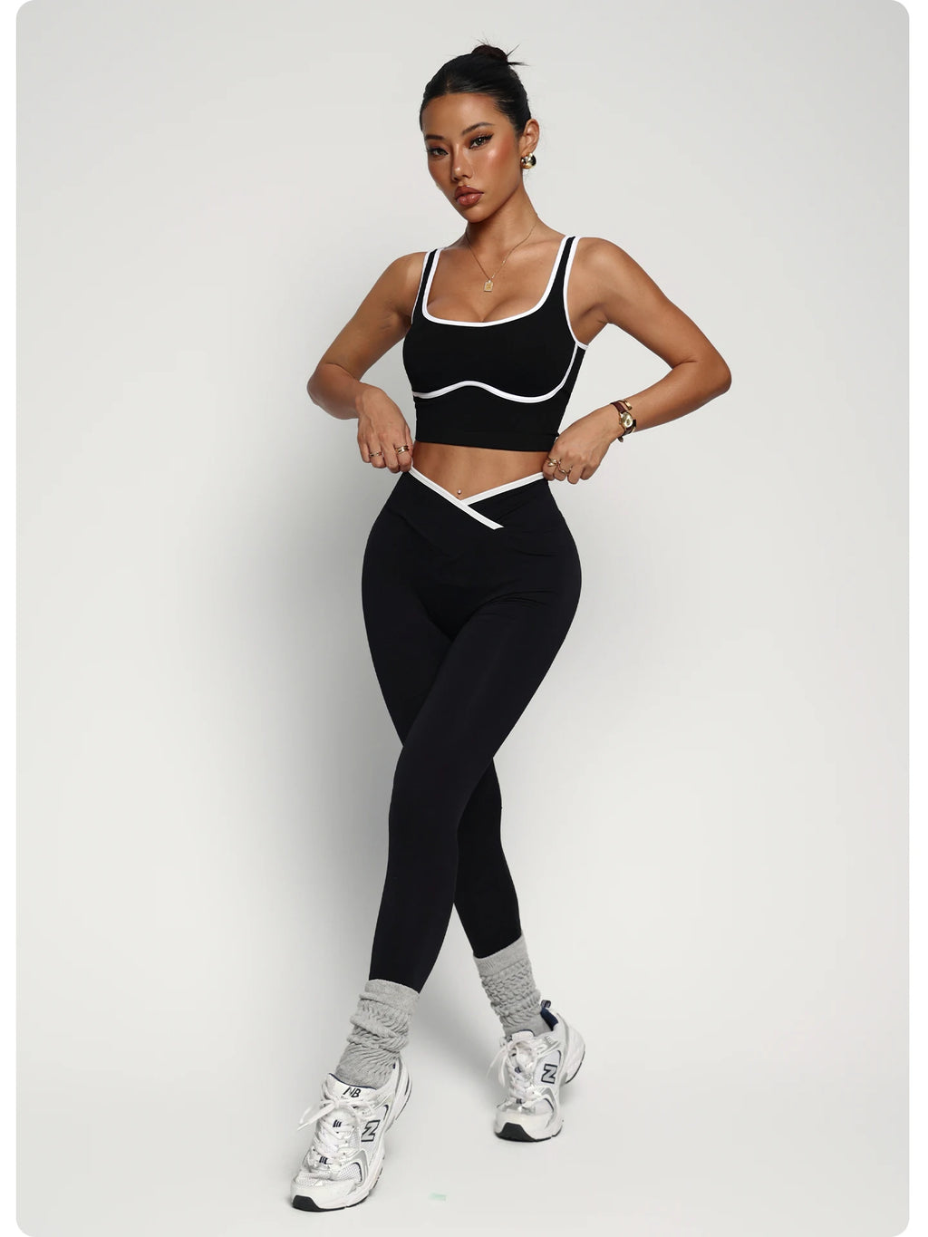 Blended Patchwork Pullover Slim Fit Two-Piece Yoga Set