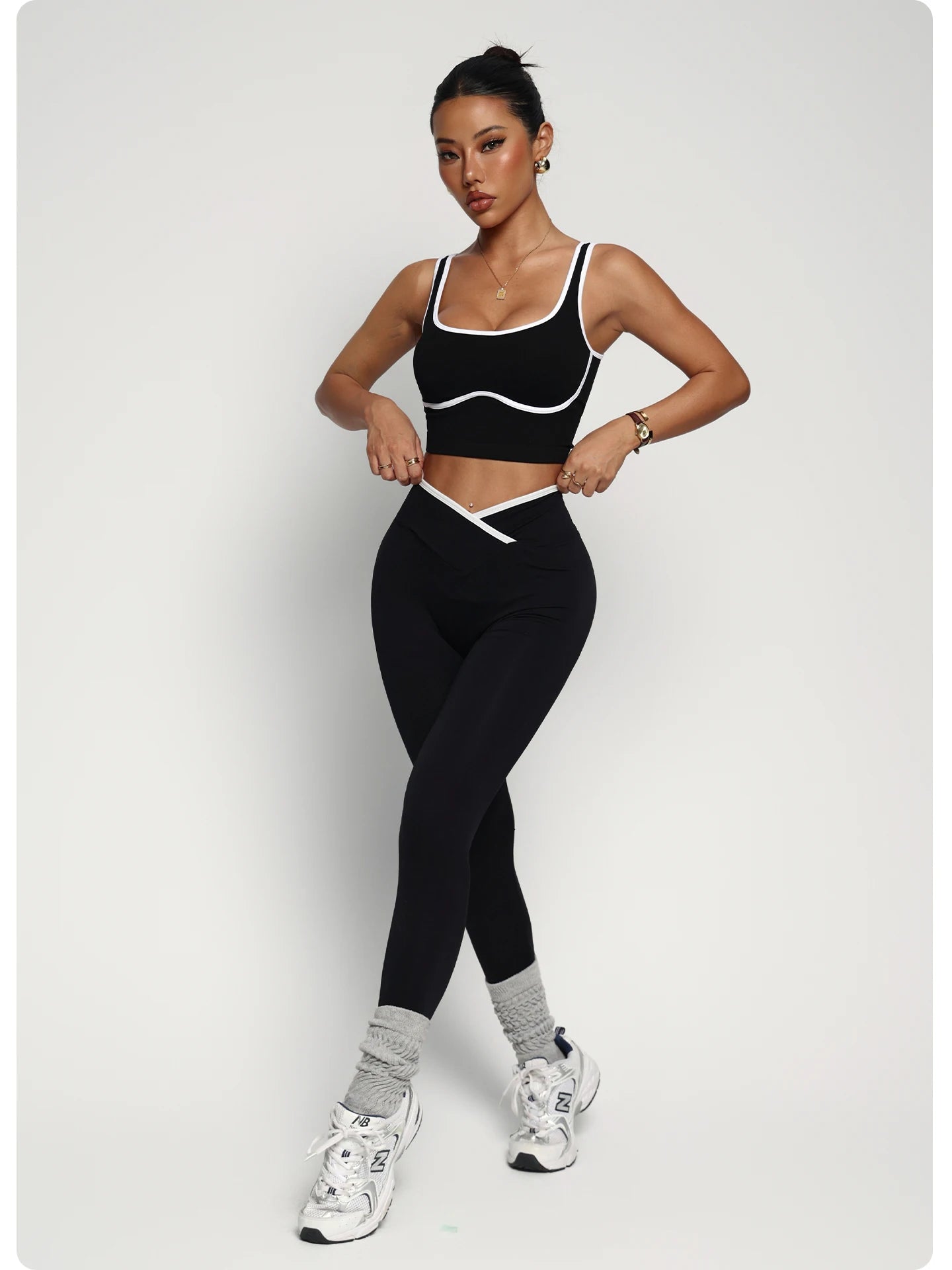 Blended Patchwork Pullover Slim Fit Two-Piece Yoga Set