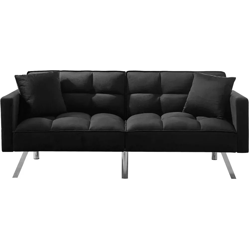Velvet Convertible Futon Sofa Bed