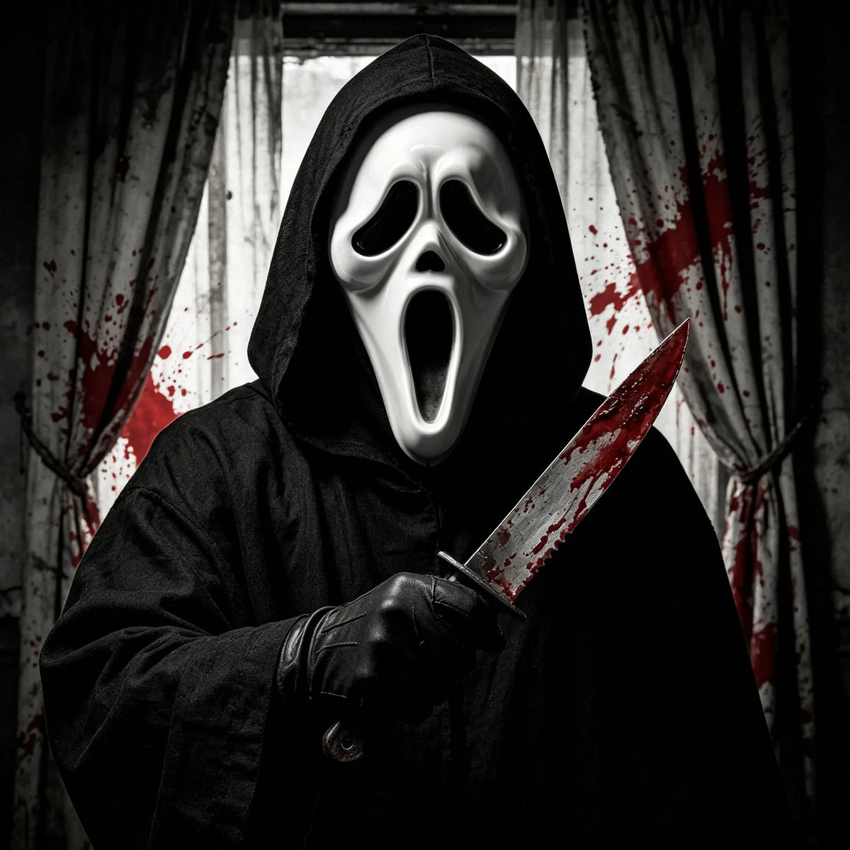 Ghost Mask with Mesh Hood