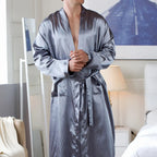 Satin Robe Sleepwear Print Bathrobe