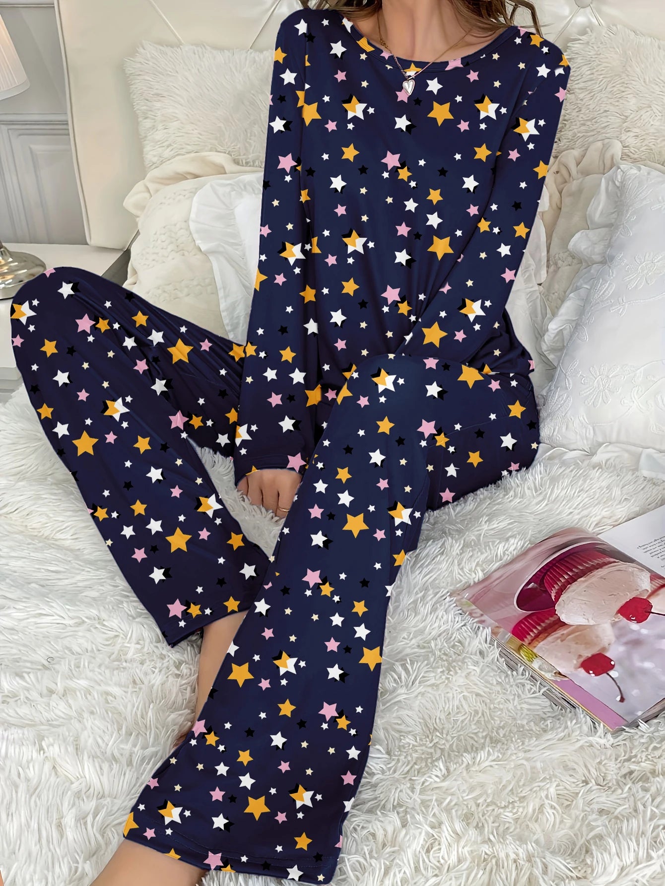 Cozy Geometric Thick Knit Pajama Set