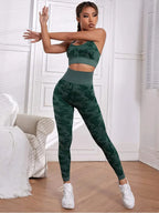 Nylon Graphic Print Sleeveless Two-Piece Yoga Set