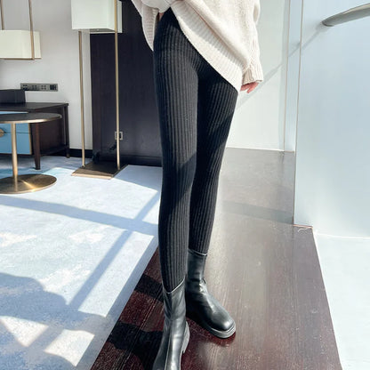Ribbed high-waist leggings
