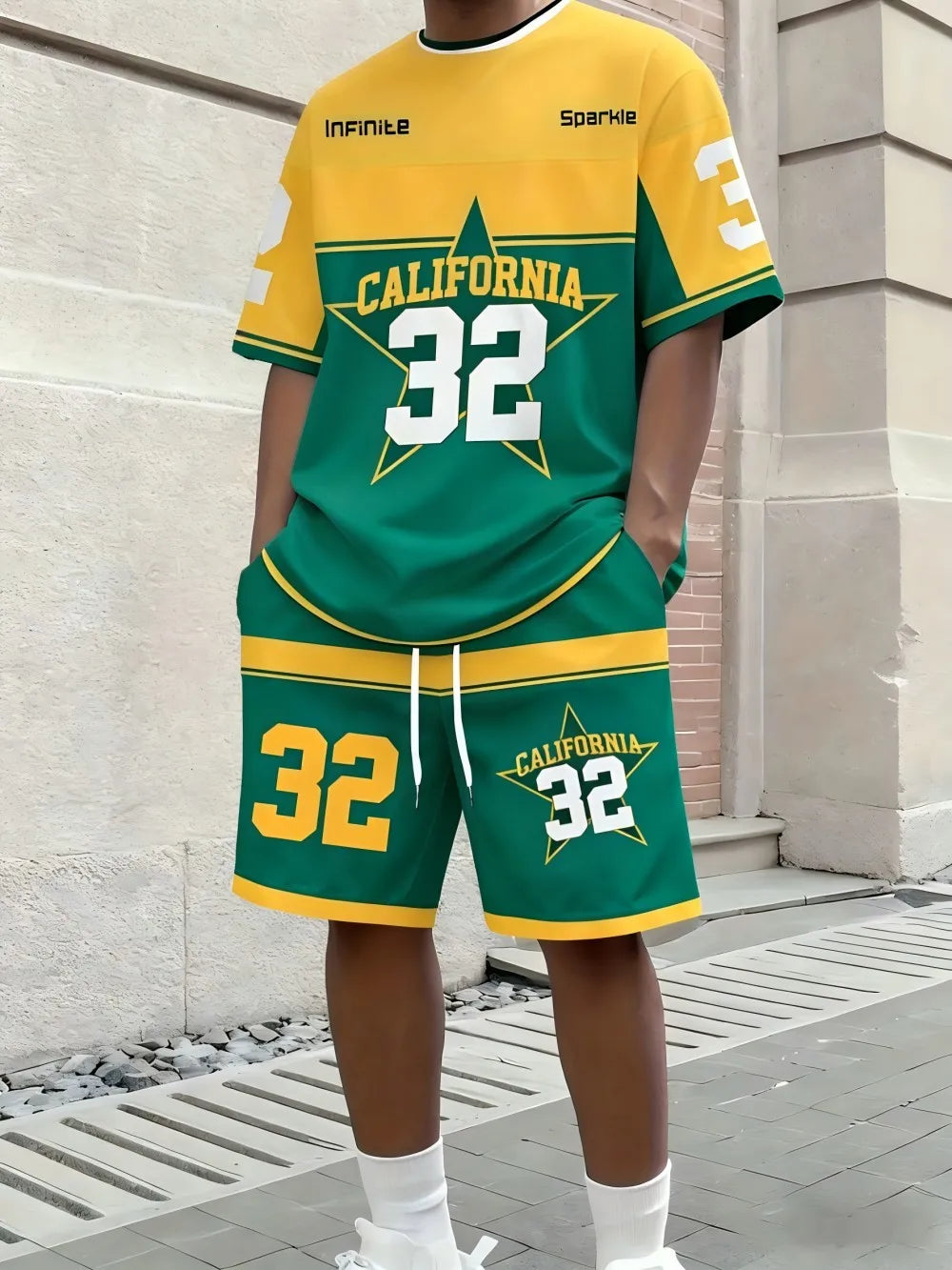 Letter Stripe Print Streetwear Set