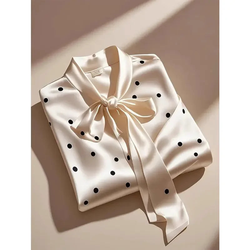 Elegant Satin Polka Blouse