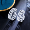 Silver Zircon Round Hoop Earrings