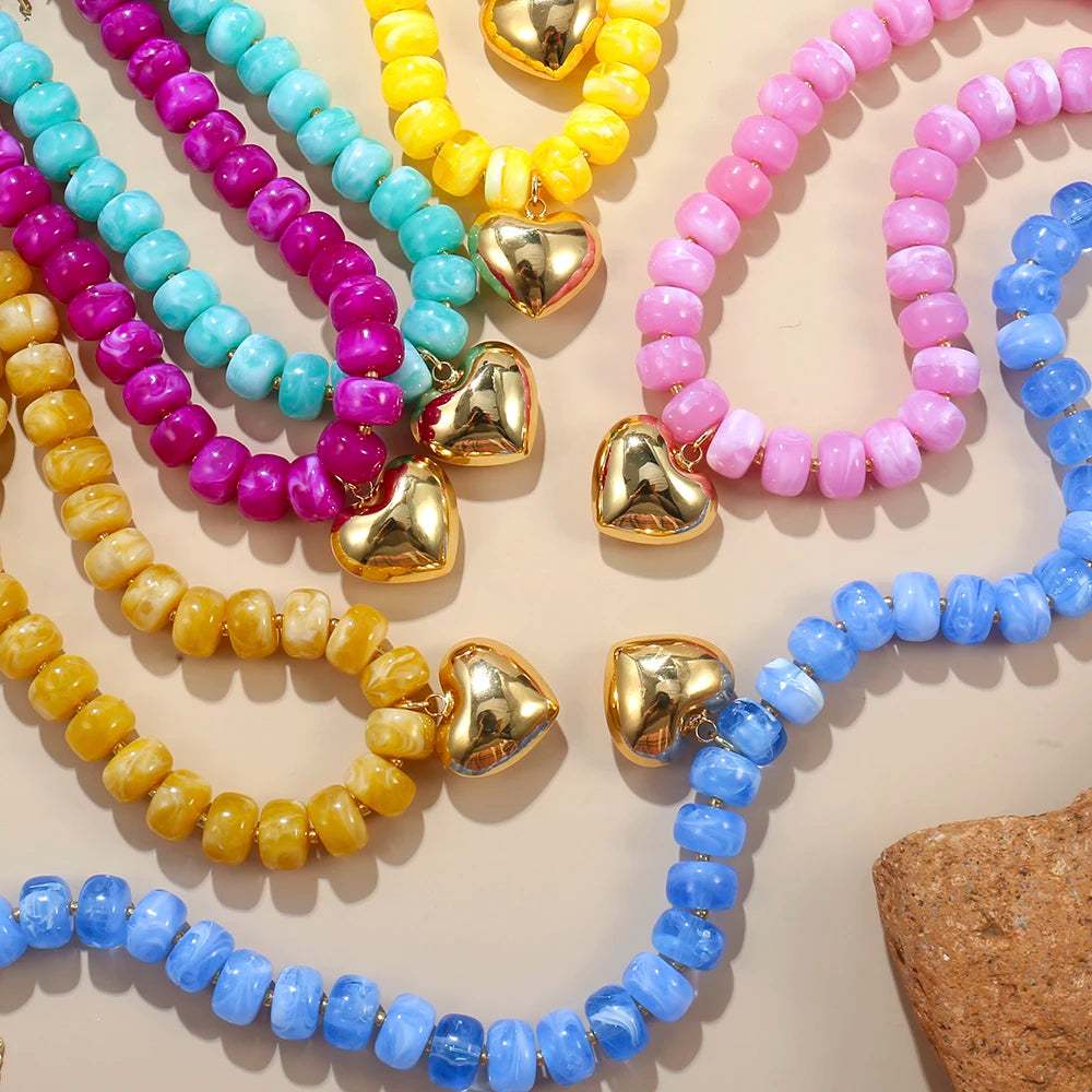 Boho Beaded Heart Necklace