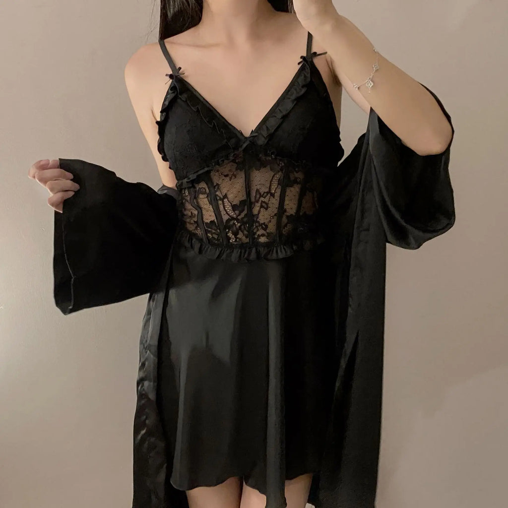 2 Pcs Nighty & Bathrobe Set