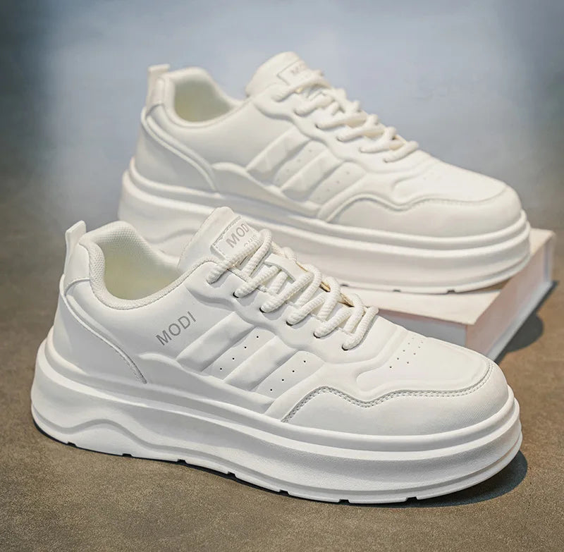 Summer White Platform Leather Sneakers