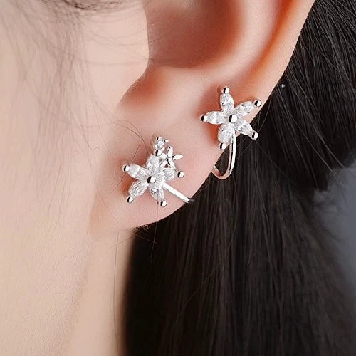 Zircon Plant Clip Earrings
