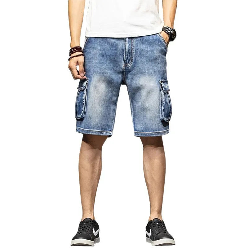 American Retro Denim Cargo Shorts