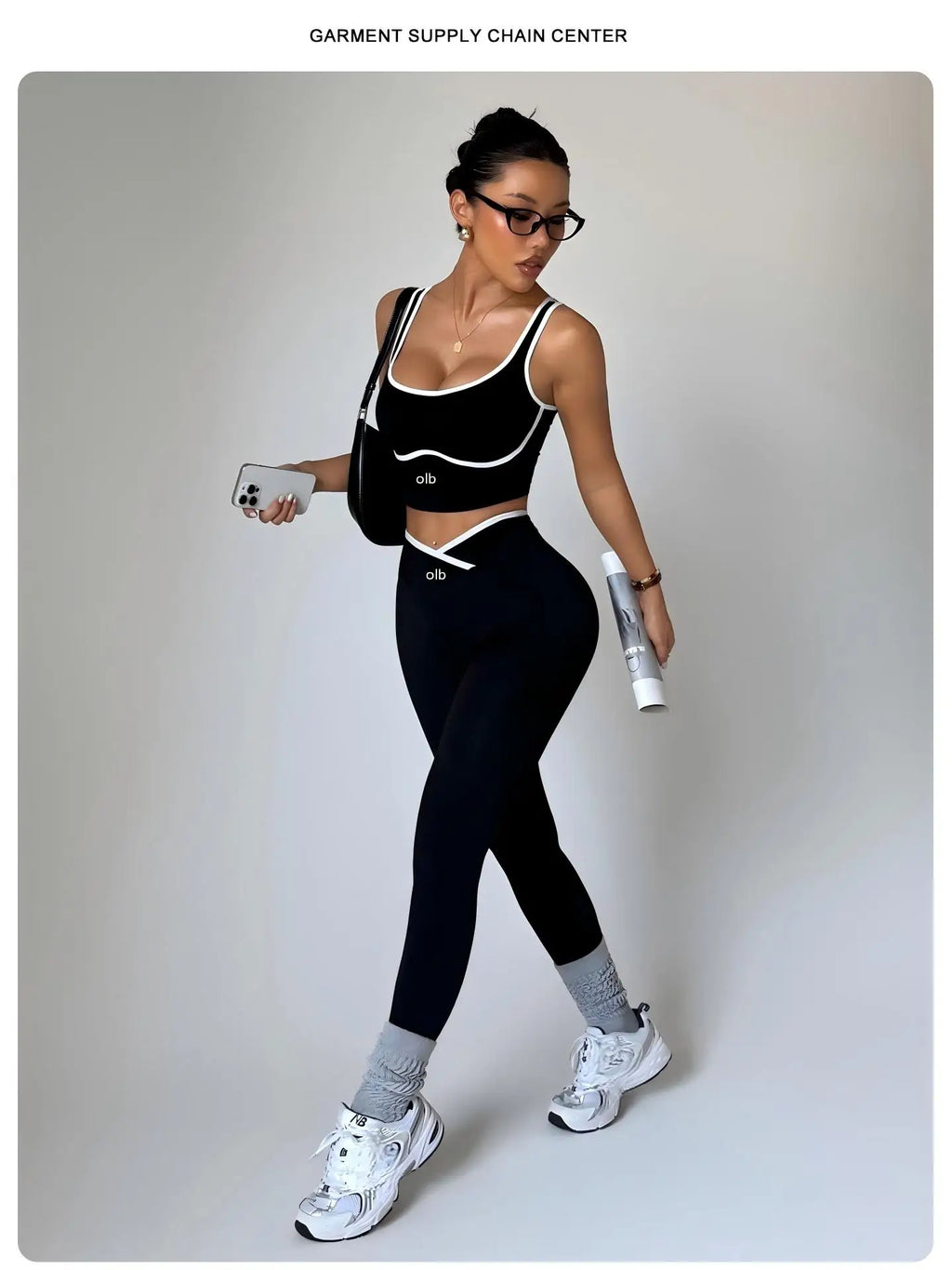 Nylon Crew Neck Pullover Two-Piece Yoga Set