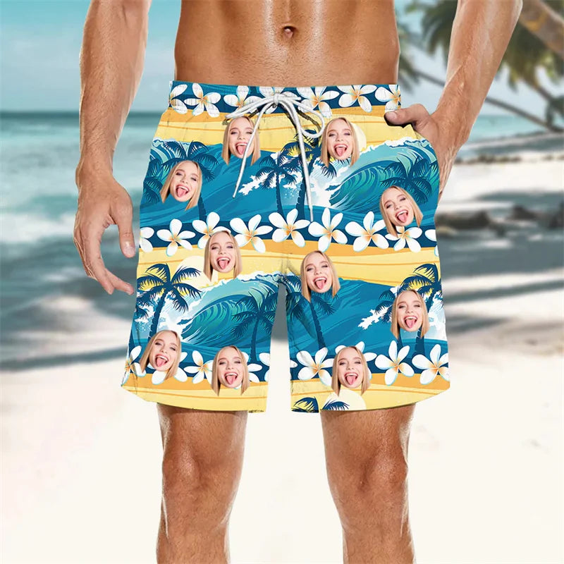 Palm Leaf 3D Print Swim Trunks