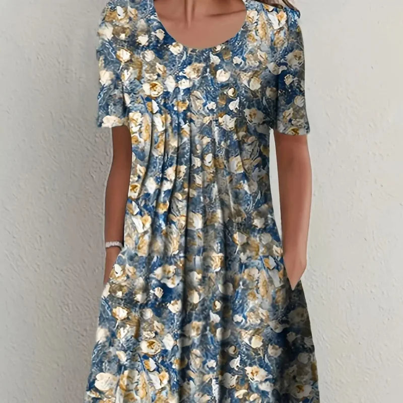 Printed Round Neck Dress