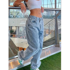 High Waist Loose Plaid Jeans