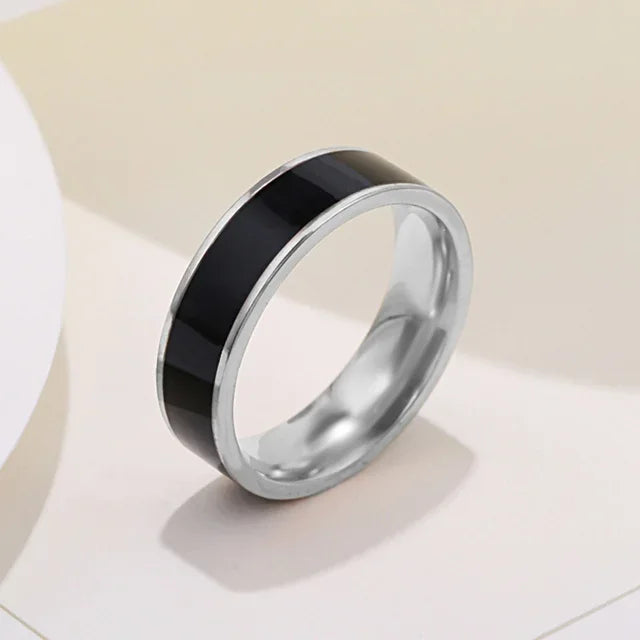 White Black Charm Ring