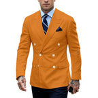 Linen Double-Breasted Slim Tuxedo Blazer