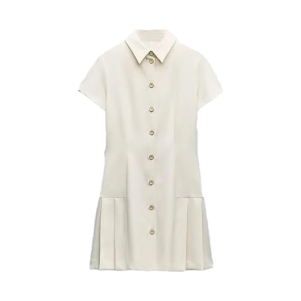Casual Polo Collar Mini Dress